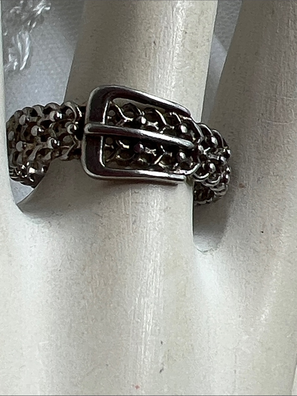Silver-Tone Buckle Chain Ring - Women